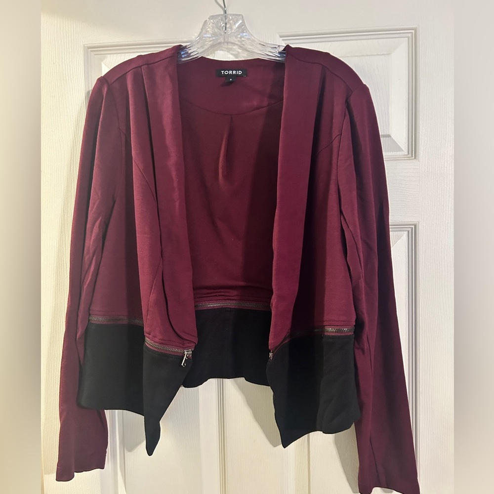 Torrid Burgundy and Black Blazer